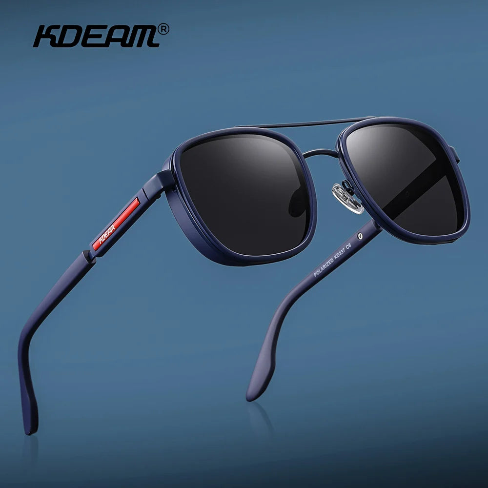 Óculos KDEAM polarizado masculino azul com armação TR90 e lentes UV400, estilo esportivo
