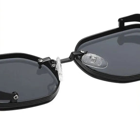 Óculos steampunk quadrado preto com armação metálica e lente escura UV400, modelo G02, estilo retrô moderno

