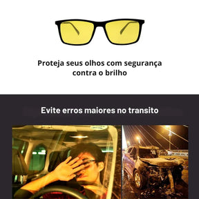 Óculos com lente amarela para visão noturna com clipe magnético masculino