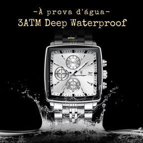 Relógio POEDAGAR branco prateado masculino com pulseira em aço inox e mostrador claro