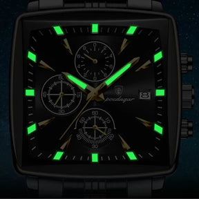 Relógio POEDAGAR preto masculino com mostrador e pulseira totalmente escuros