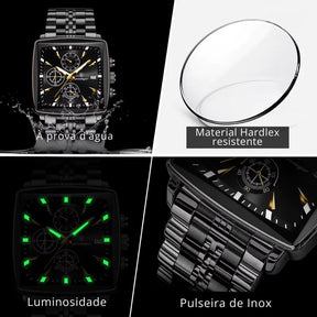 Relógio POEDAGAR preto masculino com mostrador e pulseira totalmente escuros
