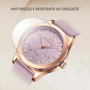 Relógio feminino rosa NAVIFORCE com pulseira de silicone elegante
