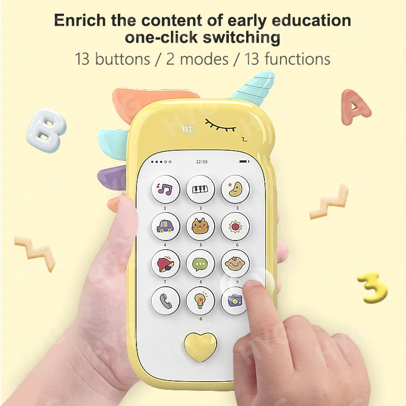 Brinquedos de telefone para bebês, telefone fofo, brinquedo musical de voz, máquina de aprendizagem educacional precoce, presentes eletrônicos para crianças, celular