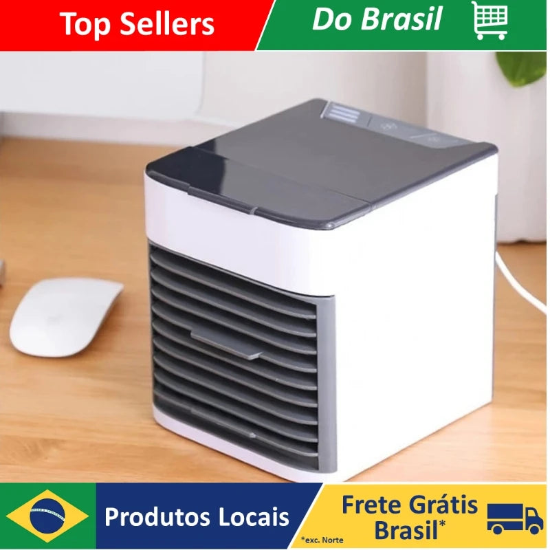 Mini Ar Condicionado Portátil Cooler Umidificador Climatizador Luz Led Clima Artic 3 Velocidades Geladeira Pessoal