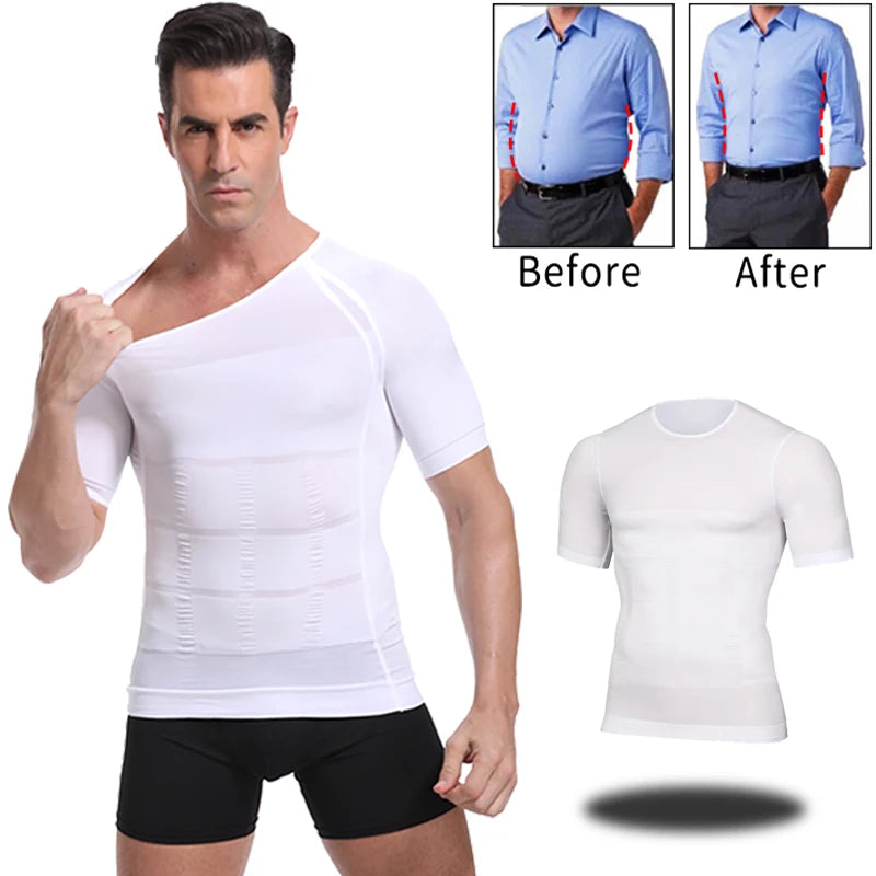 Homens classix, tonificação corporal, t-shirt emagrecimento body shaper postura corretiva, controle da Barriga, compressão e modelagem Masculina, roupa interior, espartilho