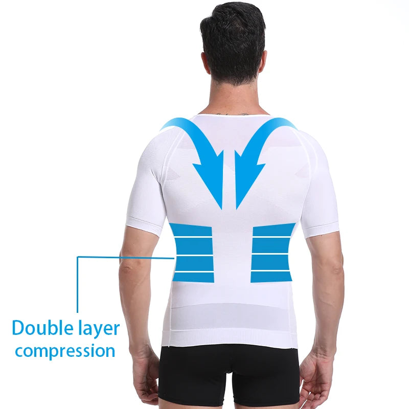 Homens classix, tonificação corporal, t-shirt emagrecimento body shaper postura corretiva, controle da Barriga, compressão e modelagem Masculina, roupa interior, espartilho