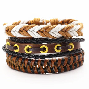 Kit 3 Pulseiras Masculinas de Couro Estilo Versátil