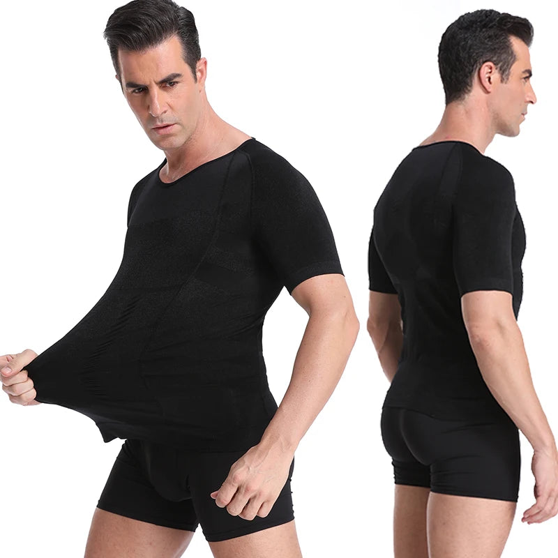 Homens classix, tonificação corporal, t-shirt emagrecimento body shaper postura corretiva, controle da Barriga, compressão e modelagem Masculina, roupa interior, espartilho