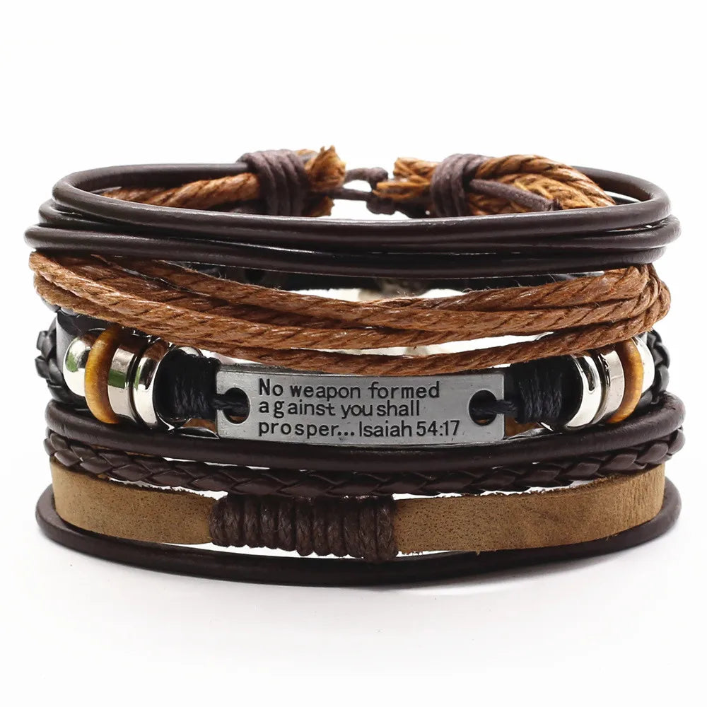 Kit 3 Pulseiras Masculinas de Couro Estilo Versátil