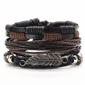 Kit 3 Pulseiras Masculinas de Couro Estilo Versátil