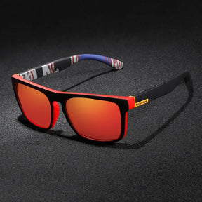 Óculos de sol masculino com armação laranja vibrante e lente polarizada UV400