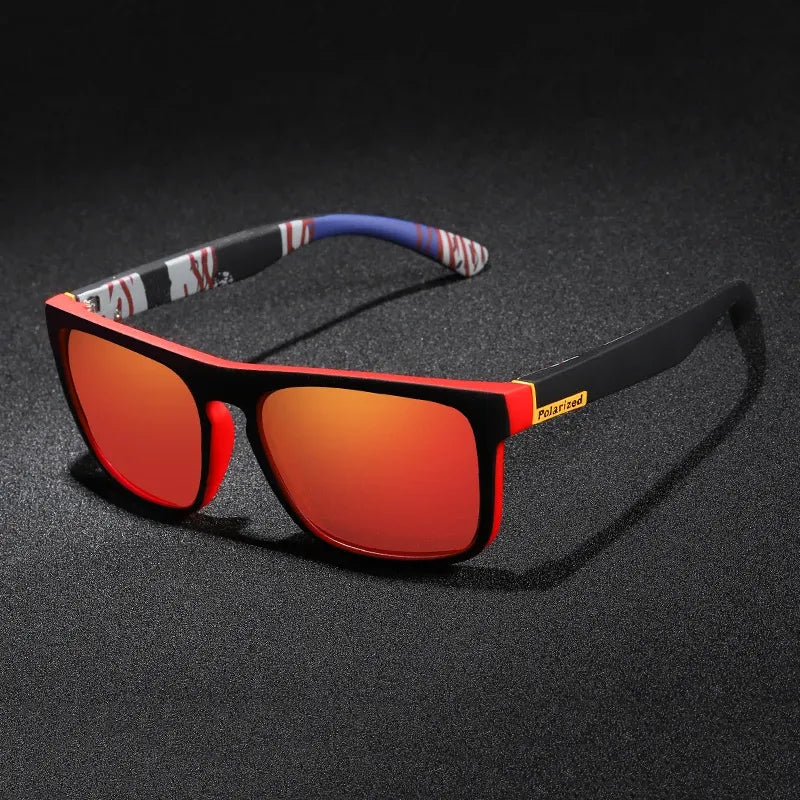 Óculos de sol masculino com armação laranja vibrante e lente polarizada UV400