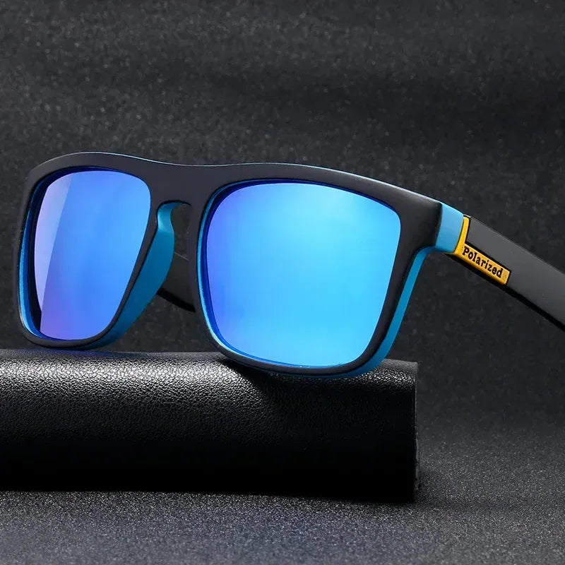 Óculos de sol azul masculino com lente espelhada e proteção UV400