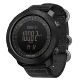Relógio Militar Army Pro digital preto com bússola, altímetro e pulseira de nylon resistente.