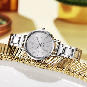 Relógio feminino Prata com pulseira, estilo minimalista e casual
