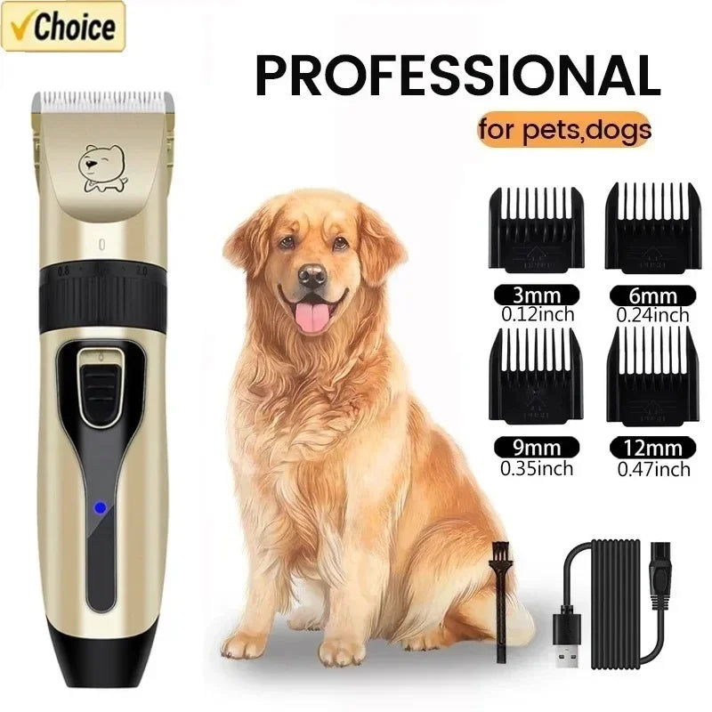 Máquina de cortar cabelo profissional para cães, aparador elétrico para animais de estimação, barbeador recarregável por USB, máquina de corte de cabelo para animais de estimação