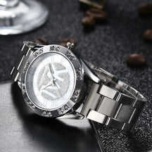 Relógio feminino luxo com cristais, pulseira de aço inoxidável.