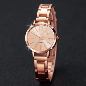 Relógio feminino rosa com pulseira elegante e mostrador minimalista