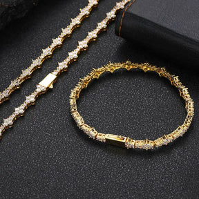 Bracelete dourado cravejado com zircônias brilhantes, estilo hip hop moderno para homens e mulheres.