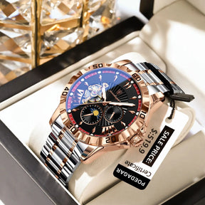 Relógio POEDAGAR automático turbilhão em aço inoxidável nas cores Rose Gold, Prata e Preto.