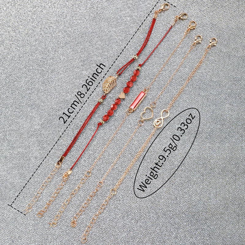 6 Pçs/set Relógio Feminino Moda Roma Coração Dial Pulseira de Couro Relógios de Quartzo Conjunto de Pulseiras de Folha (Sem Caixa)