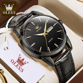 Relógio OLEVS Preto masculino com pulseira de couro