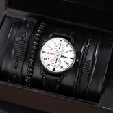 Relógio Geneva Moonbiffy preto e branco com mostrador elegante e pulseira PU
