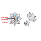 Conjunto colar e brincos Moissanite Flor em prata 925 com pedras centrais certificadas e brilho refinado.