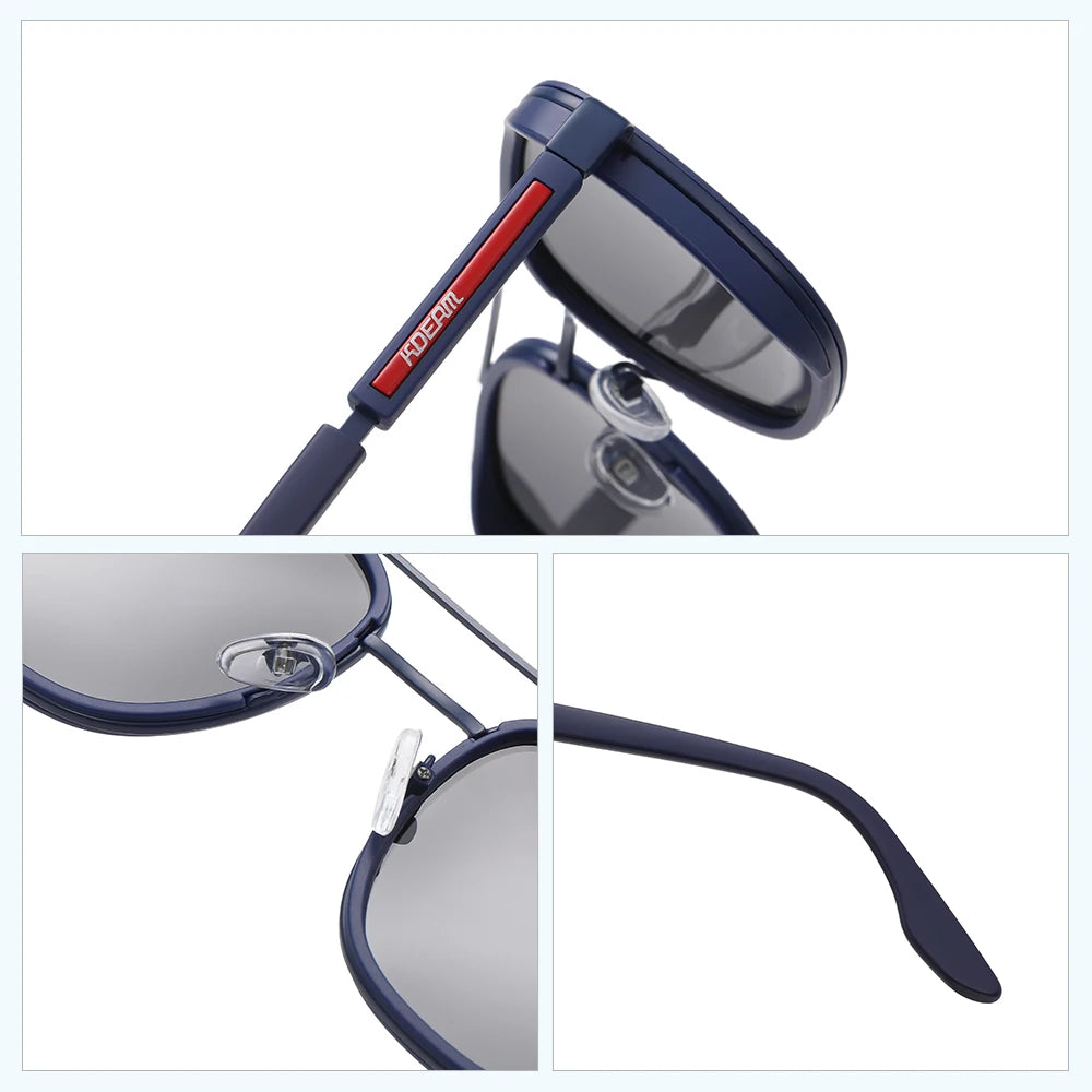Óculos KDEAM polarizado masculino azul com armação TR90 e lentes UV400, estilo esportivo