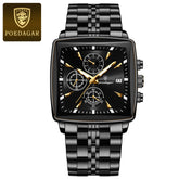 Relógio POEDAGAR preto masculino com mostrador e pulseira totalmente escuros