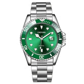 Relógio masculino CADVAN verde com mostrador romano e pulseira metálica