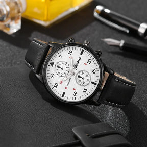 Relógio Geneva Moonbiffy preto e branco com mostrador elegante e pulseira PU