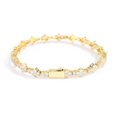 Bracelete dourado cravejado com zircônias brilhantes, estilo hip hop moderno para homens e mulheres.