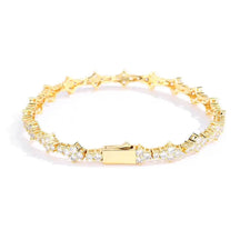 Bracelete dourado cravejado com zircônias brilhantes, estilo hip hop moderno para homens e mulheres.