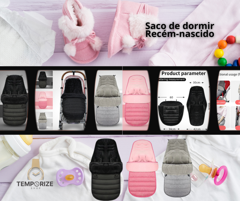 Saco de dormir Recém-nascido, Almofada à prova de vento, Saco de dormir para carrinho de bebê