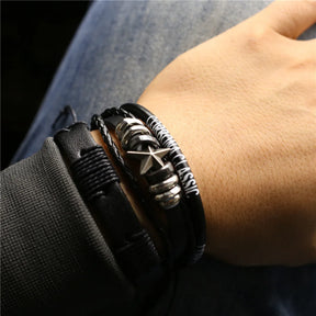 Kit 3 Pulseiras Masculinas de Couro Estilo Versátil