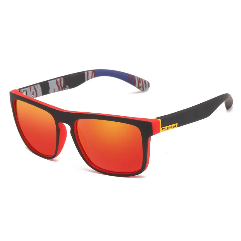 Óculos de sol masculino com armação laranja vibrante e lente polarizada UV400