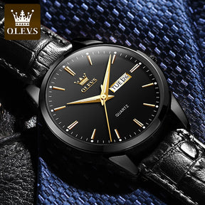 Relógio OLEVS Preto masculino com pulseira de couro