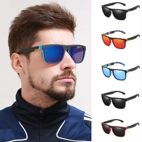 Óculos de sol azul masculino com lente espelhada e proteção UV400