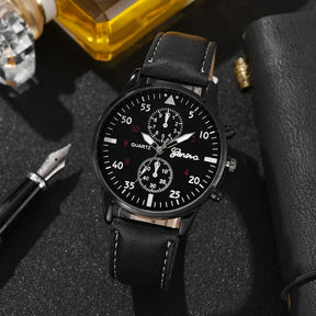 GENEVA MOONBIFFY Relógios esportivos masculinos de pulso Quartzo, negócios, de luxo, peças em conjunto, pulseira de couro, relógio casual.