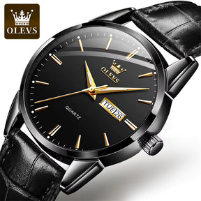 Relógio OLEVS Preto masculino com pulseira de couro