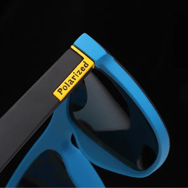 Óculos de sol azul masculino com lente espelhada e proteção UV400