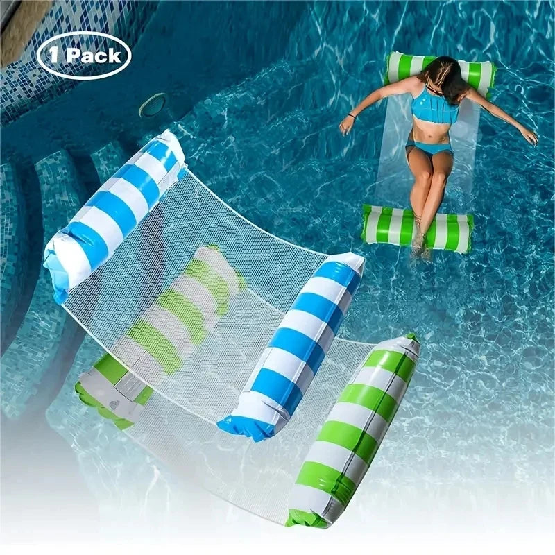 Rede de água flutuante dobrável, espreguiçadeira, tapete inflável para piscina, cama reclinável flutuante, colchão de ar para natação, acessórios para piscina