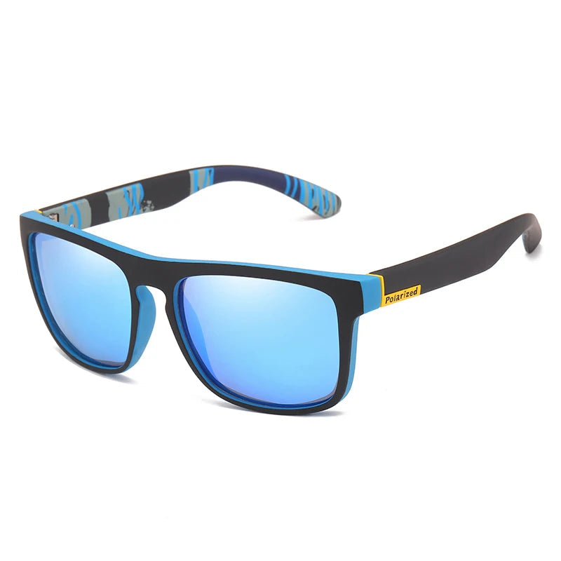 Óculos de sol azul masculino com lente espelhada e proteção UV400