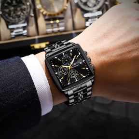 Relógio POEDAGAR preto masculino com mostrador e pulseira totalmente escuros