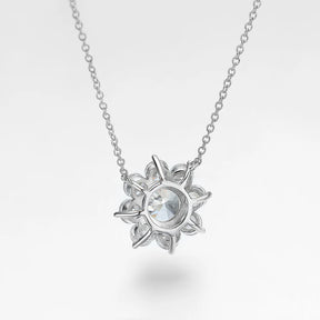 Conjunto colar e brincos Moissanite Flor em prata 925 com pedras centrais certificadas e brilho refinado.