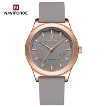 NAVIFORCE Novo estilo feminino, relógios de quartzo de alta qualidade, pulseira de sílica fumed, moda elegante relógio de pulso à prova d'água.