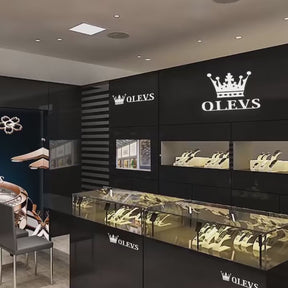 Relógio OLEVS Ouro Preto masculino com pulseira de couro