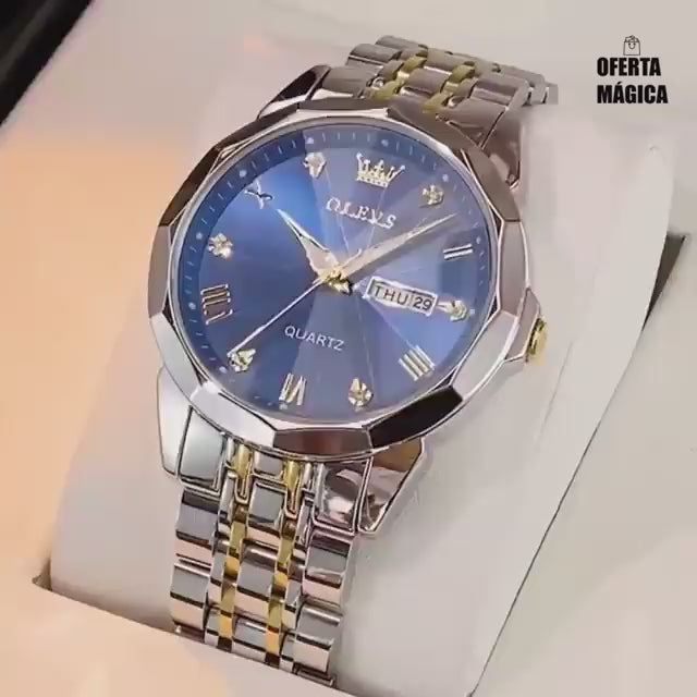 OLEVS Relógio Masculino casual. Relógio de Quartzo para Homem, à Prova d'água, aço inoxidável, luminoso.